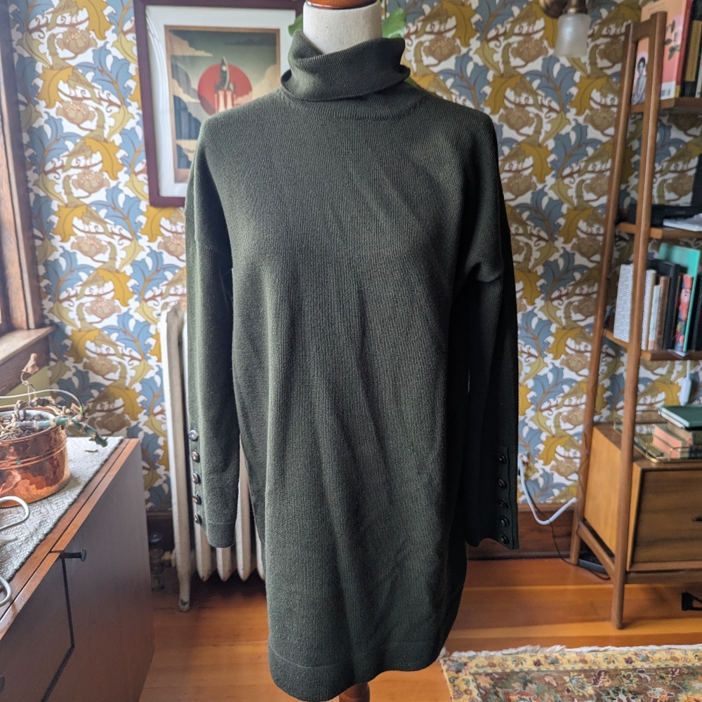 Sèzane Green Turtleneck Sweater Dress